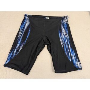 Speedo Endurance+ Jammers Men's 36 Black Blue Geometric Swim Shorts Training